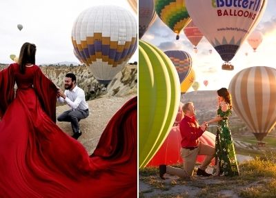 Marriage proposal on a hot air balloon in Cappadocia